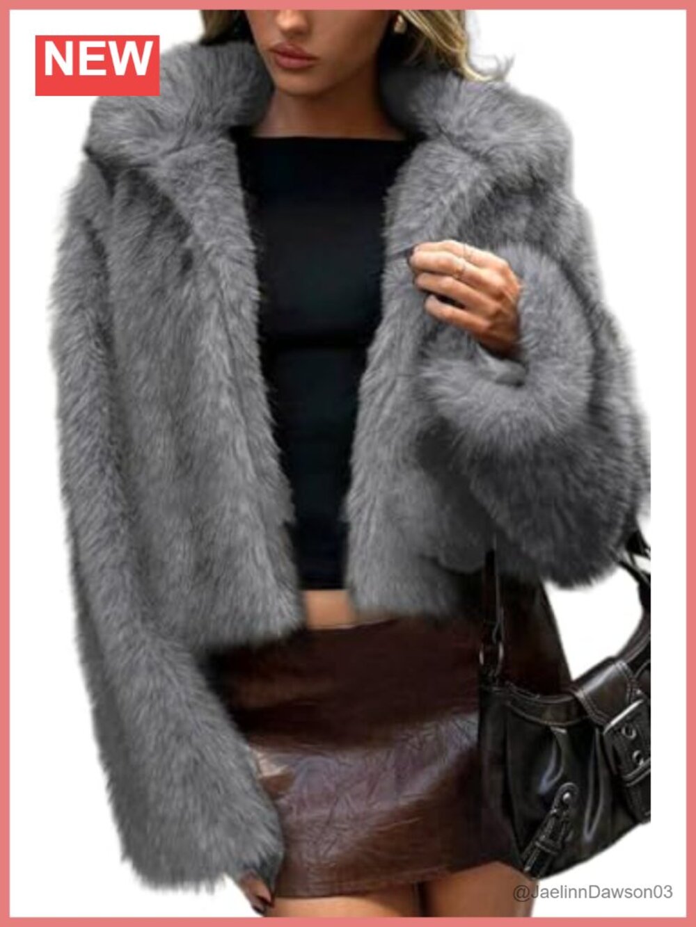 Women's Two-Tone Faux Fur Coat Fluffy Jacket Lapel Collar